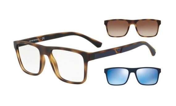 EMPORIO ARMANI Okvir + 2 CLIP ON dodatka za Sunčane naočare 0EA4115 50891W54