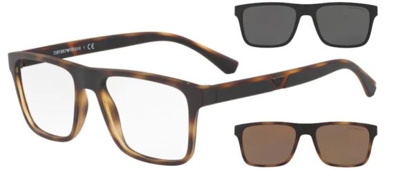 EMPORIO ARMANI Okvir + 2 CLIP ON dodatka za Sunčane naočare 0EA4115 58021W 54